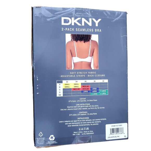 DKNY X-Large DD Bra T-shirt Seamless All Day Stretch Adjustable Hook Eye 2-Pack - Picture 3 of 11